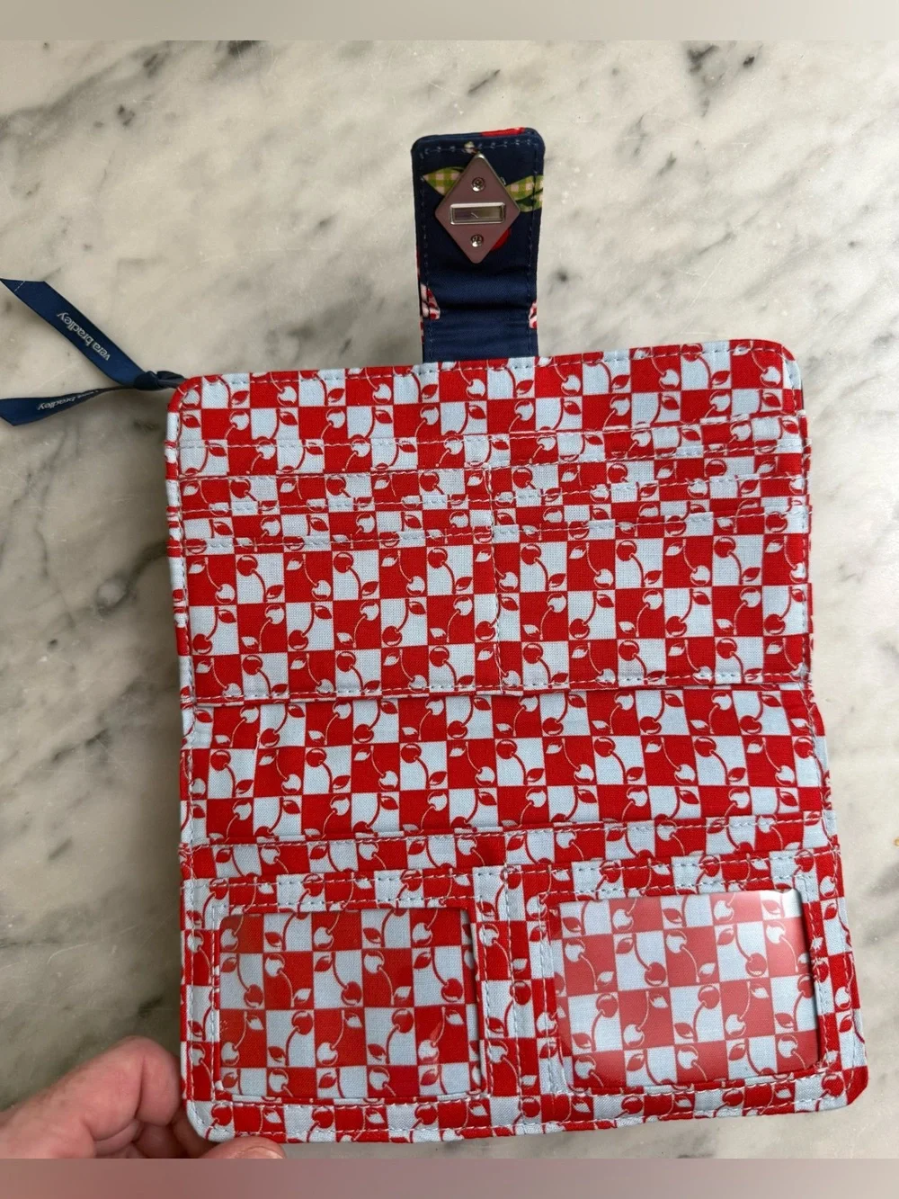 Vera Bradley Turnlock Wallet - Cherry Picking In Premium Cotton NWT